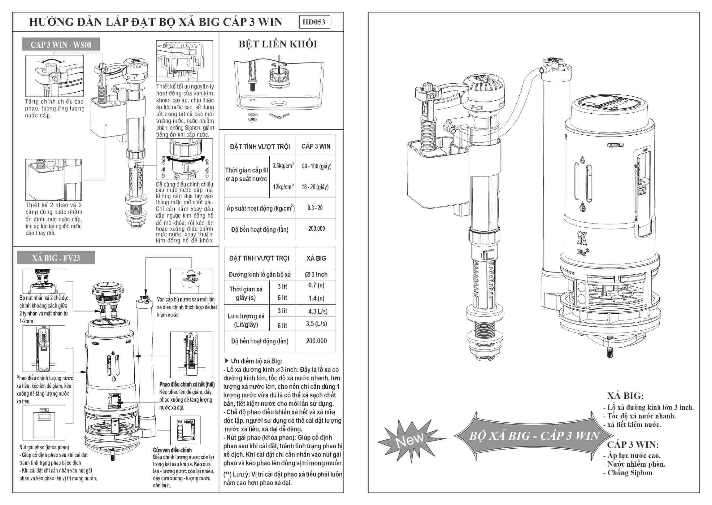 Bộ Xả Big Low LK Piston Pro 2 nhấn VS2607 — ảnh 2