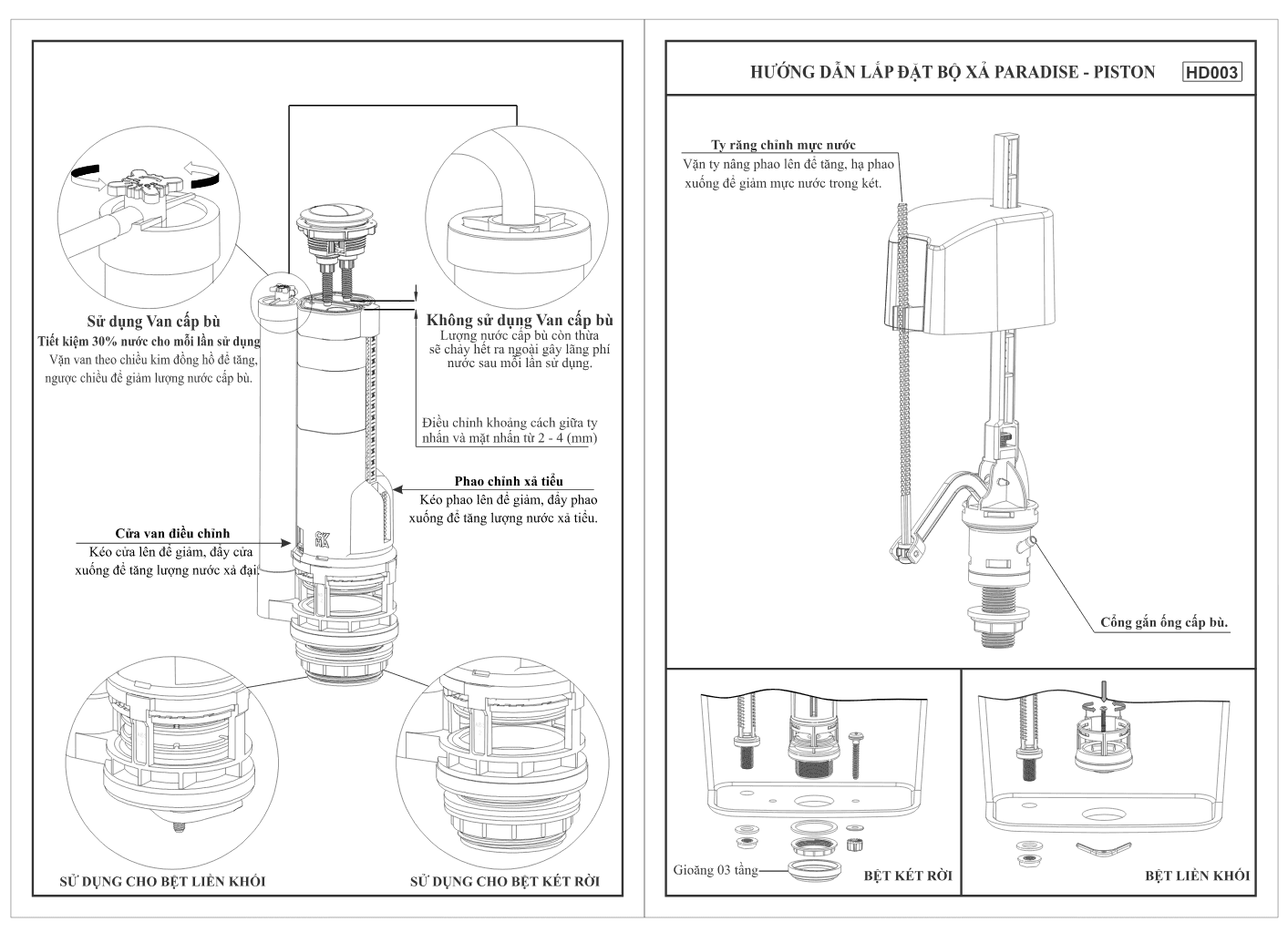 Bộ Xả Paradise KR Piston 2 nhấn VS0403 — ảnh 2