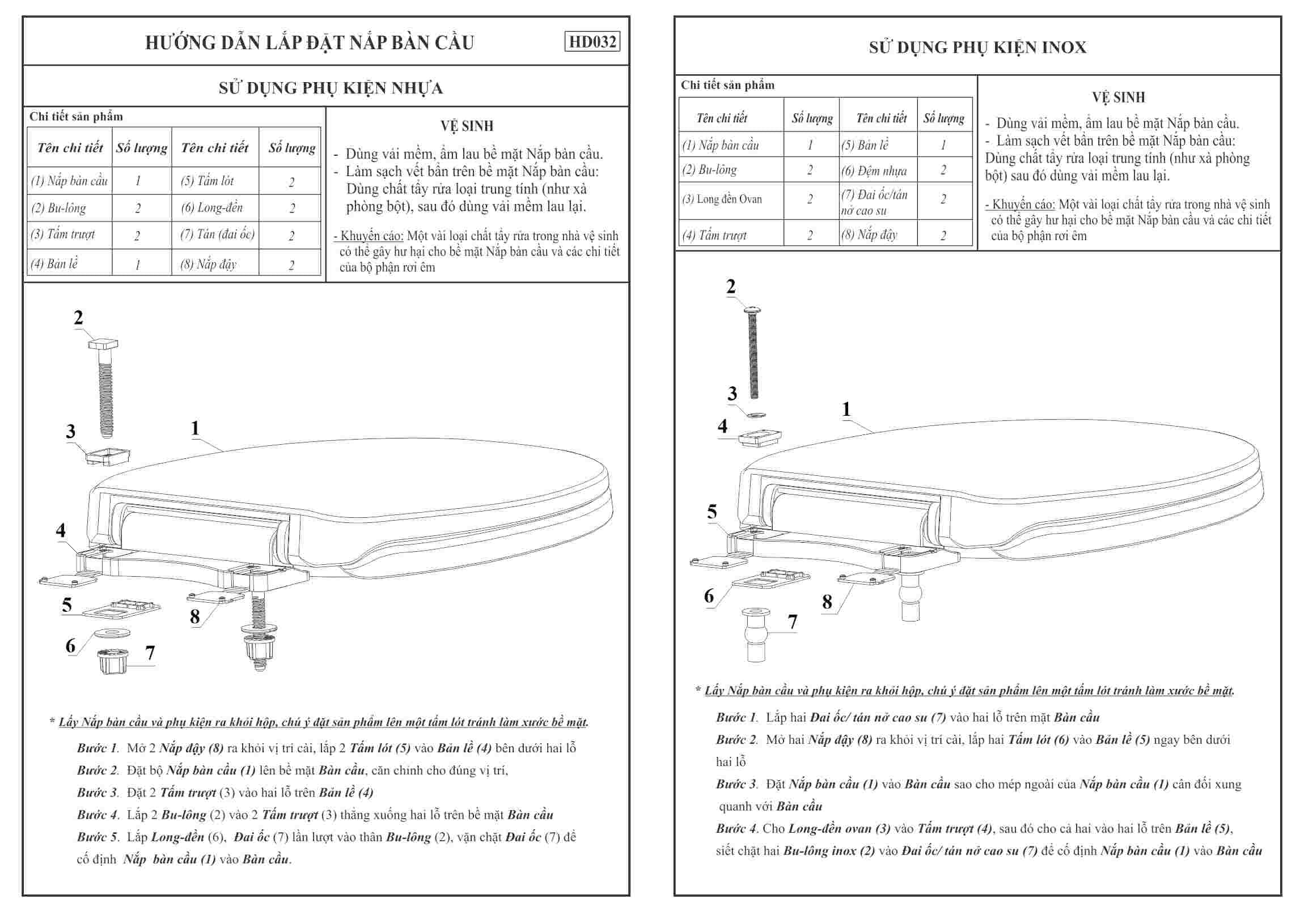 Nắp bàn cầu hơi HA-29 trắng (SP15) — ảnh 4