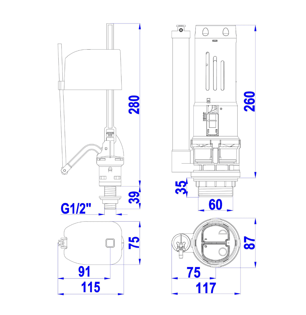 Bộ Xả Smart Round KR Piston 2 nhấn VS1703 — ảnh 4