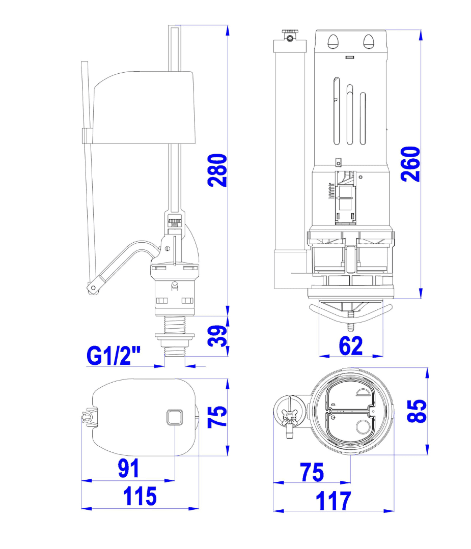 Bộ Xả Smart Round LK Piston 2 nhấn VS1803 — ảnh 2