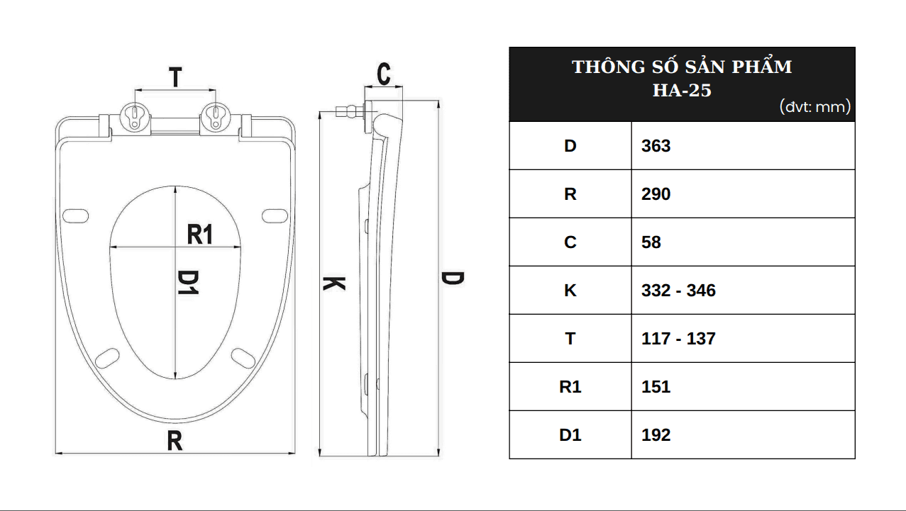 Nắp bàn cầu HA-25 trắng (SP13) — ảnh 4